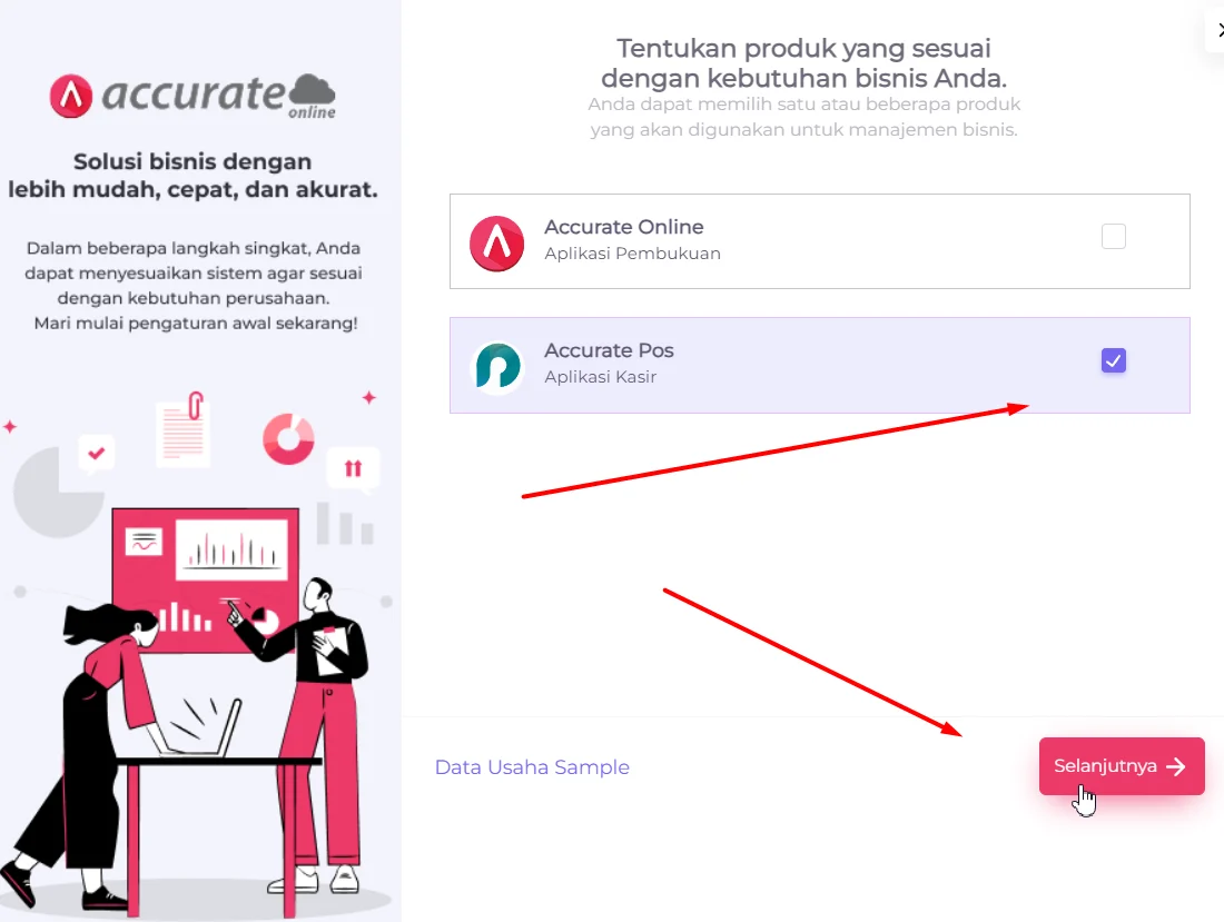 buat datausaha baru accurate pos 1