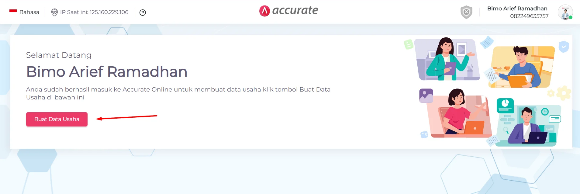 buat datausaha baru accurate pos