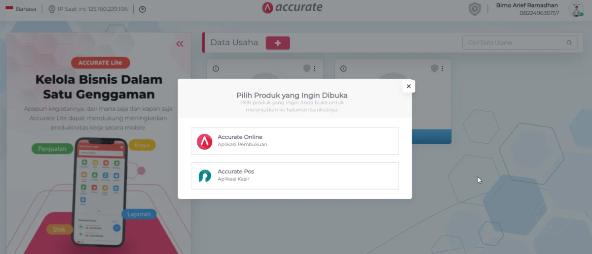 data usaha yang sudah di integrasikan