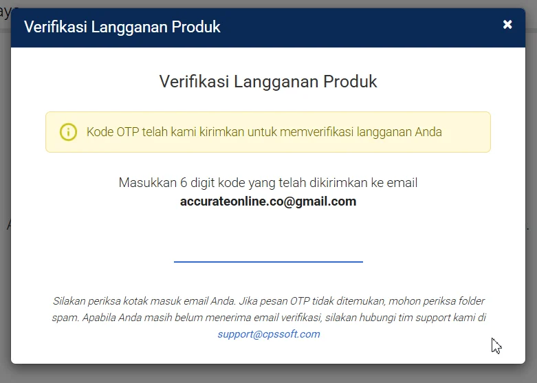 kode verifikasi otp untuk integrasi accurate pos ke accurate online